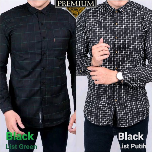 Kemeja Denim Prata Butik Hm93 Baju Kemeja Pria Dewasa Lengan Panjang Kotak Kotak Garis Merah Hitam Shopee Indonesia