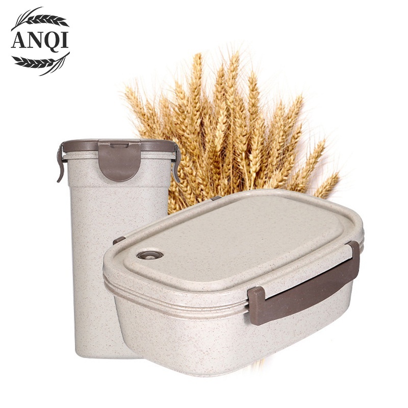 ANQI 1888 3 Pcs Set Kotak Makan Siang Bento Anti Tumpah Lunch Box Set Portable Free Cangkir VS-68