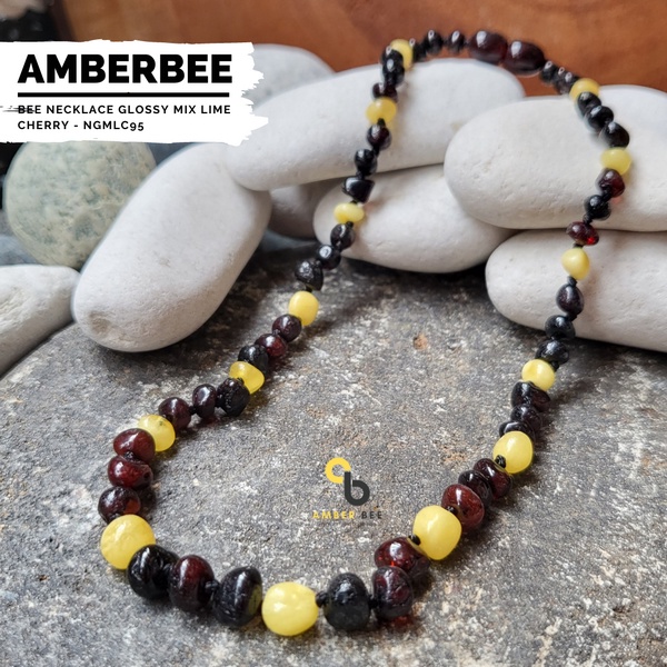 Kalung Amber Anak Premium Mix Cherry Lemon by Amber Bee NGMLC95