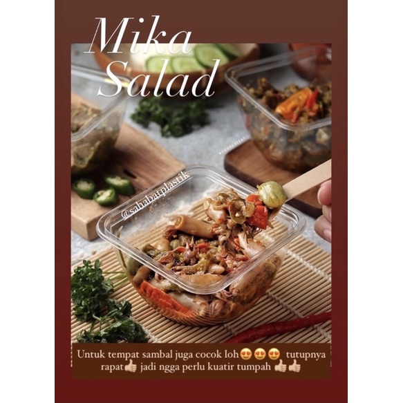 25PCS MIKA SALAD 12x12cm (Kotak Kemasan Plastik Wadah Tempat Makan Plastic Container Food Packaging)