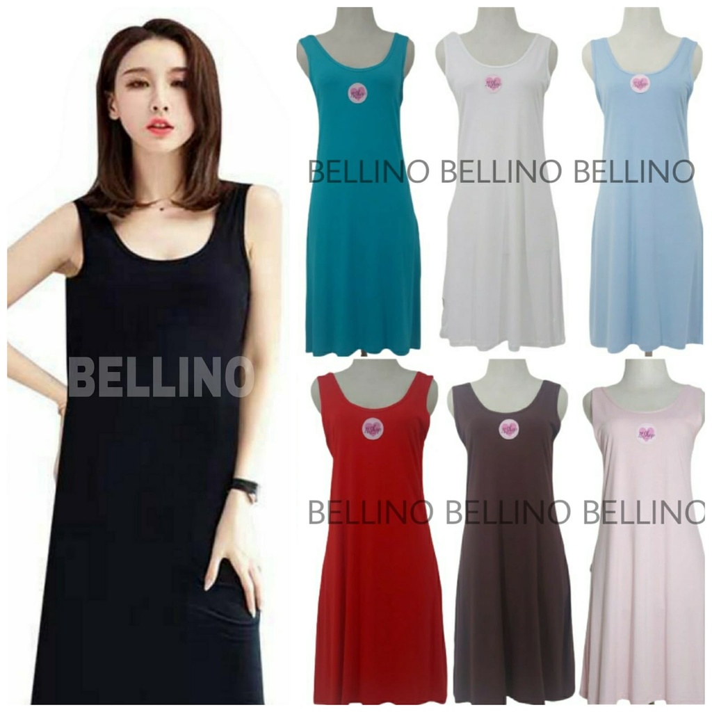 Longdress Singlet Midi Tali Lebar Wanita Premium Quality Fit XXL Jumbo Size / Tanktop Cewek Singlet Model Panjang Tunik JUMBO Bahan Adem Super Soft Longdress Dalaman Gamis Polos Berkualitas