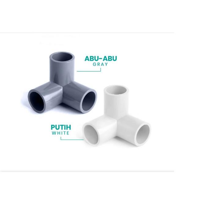 sambungan fitting tee pipa pvc 3 way arah 1" inch konektor hidroponik PROMO
