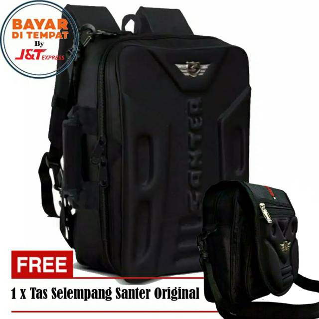 TAS LAPTOP SANTER EMBOSS 3 IN 1  (Ransel selempang dan jinjing) FREE Selempang S-2828