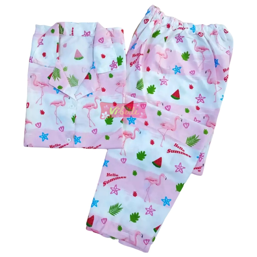 VIBELLECP - CP Vibelle shop grosir baju tidur piyama karakter fashion murah wanita-CP FLMGO SMR PINK