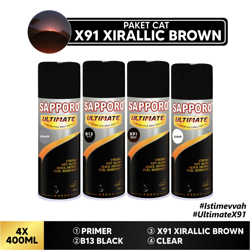 Paket Cat X91 Xirallic Brown / Sapporo Ultimate / Cat Spray Semprot Aerosol Terbaik