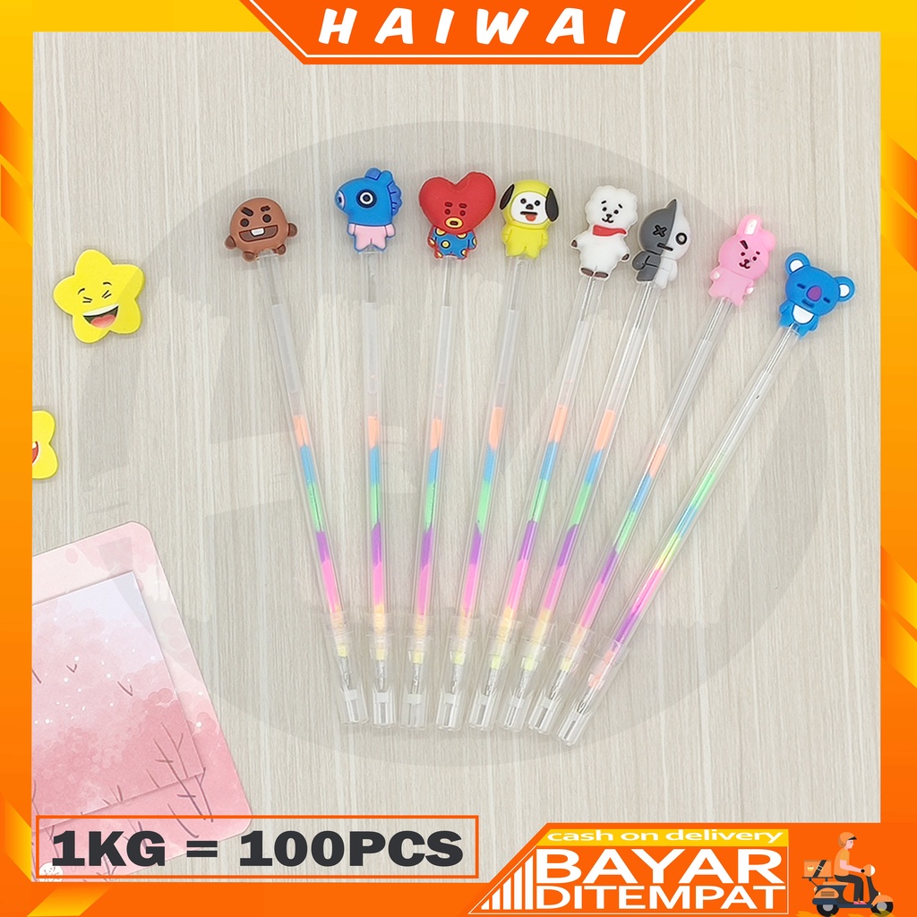 

HaiWai COD Pena Gel Warna Motif BT21 KPop / Pena Karakter Produk Import Murah U140