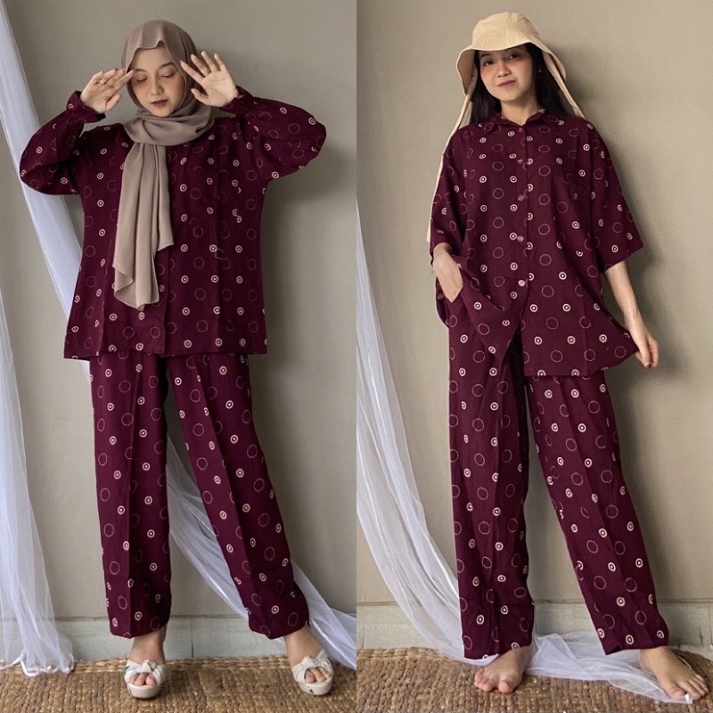 Setelan Wanita Rayon - Piyama Rayon Oversize | Pajamas Katun Rayon | One Set Premium Quality | Piyam