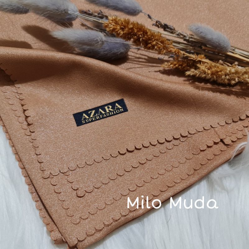 Hijab Segi Empat Azara nur sinar glamour Laser Cut kerudung hijab segiempat glowing 110 x 110-Milo Muda Sinar