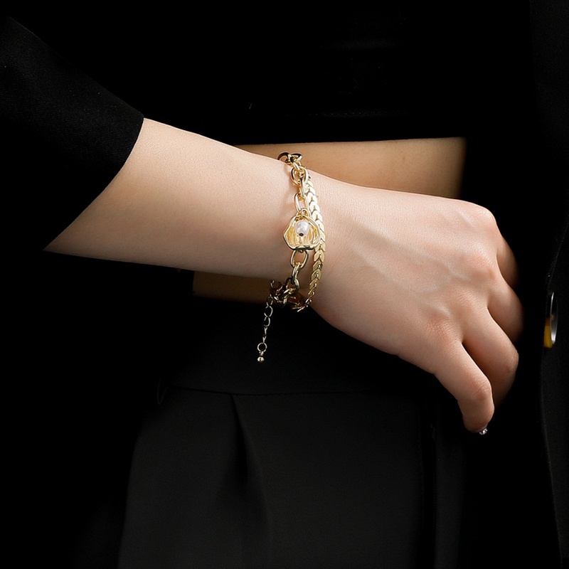 Gelang Rantai Ganda Hias Kristal Kubik Zirconia Bahan Logam Berat Dapat Disesuaikan Untuk Wanita