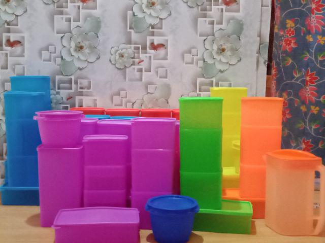 [indra Houseware]paket Toples Plastik Merah B Bonus 2 Gelas (smk 422)