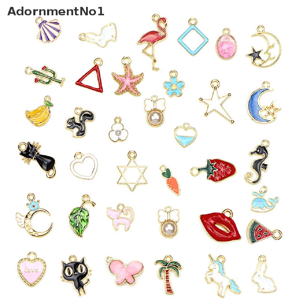 (AdornmentNo1) 60pcs / Set Liontin Enamel Bentuk Buah / Hewan Campur Untuk Membuat Perhiasan Kalung DIY