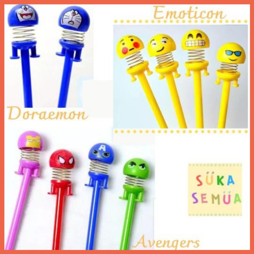 

Pena Per Emoticon Doraemon Avengers // Pen Pulpen Bolpen Mentul Goyang Spring Karakter Emoji Avenger