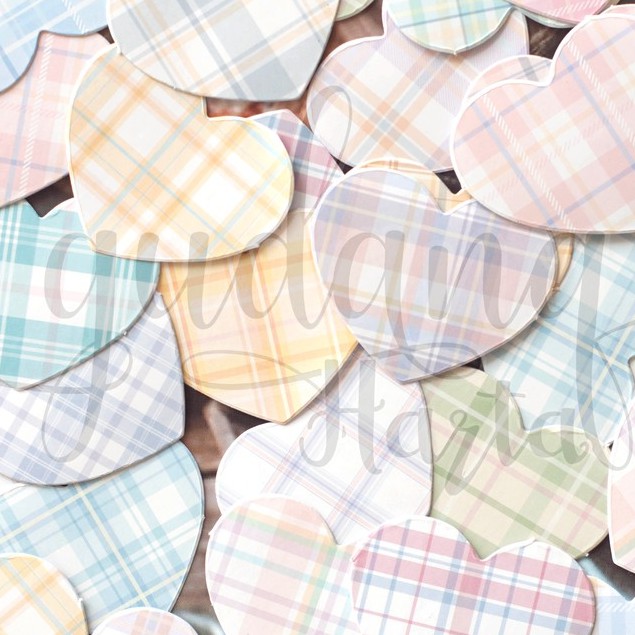 Stiker Checked Heart Hati Kotak Kotak Lucu DIY Scrapbook GH 303365