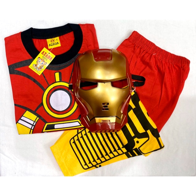 Baju Topeng Anak | Baju Kostum + Topeng Anak Laki-Laki AZADA IRONMAN