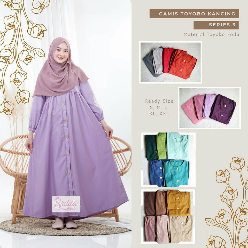 PROMO Gamis Toyobo Kancing Polos