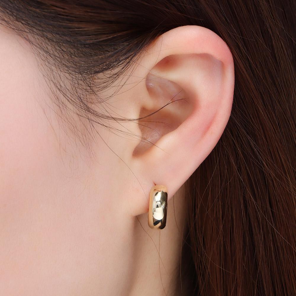 Preva Chunky Hoop Ear Clip Warna Emas Untuk Wanita Gadis Perhiasan Hadiah Cubic Zirconia Manset Telinga