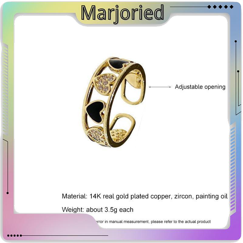 Cincin Ringan Mewah Hollow Keluar Berlian Imitasi Cinta Chic Advanced Adjustable Cincin Wanita-MJD