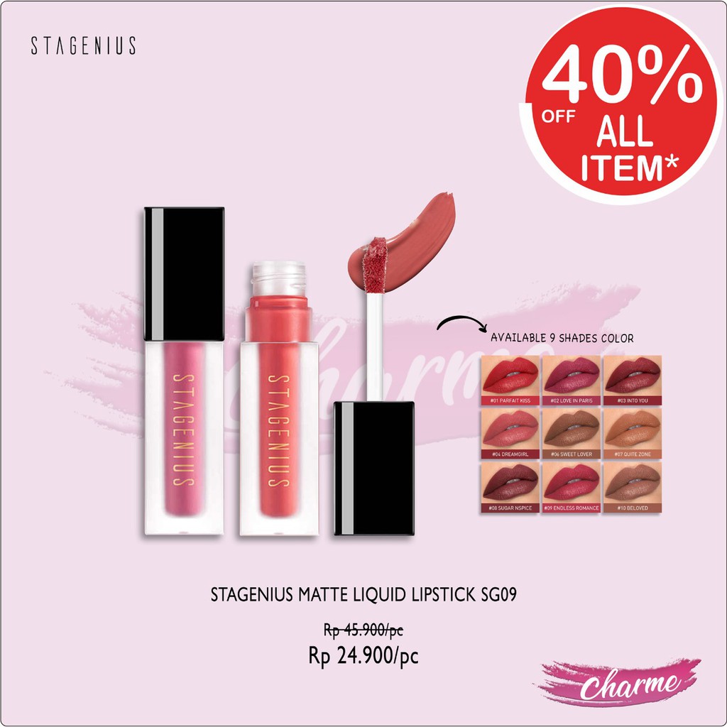 (READY &amp; ORI) STAGENIUS 9 Colors Matte Liquid Lipstick SG09