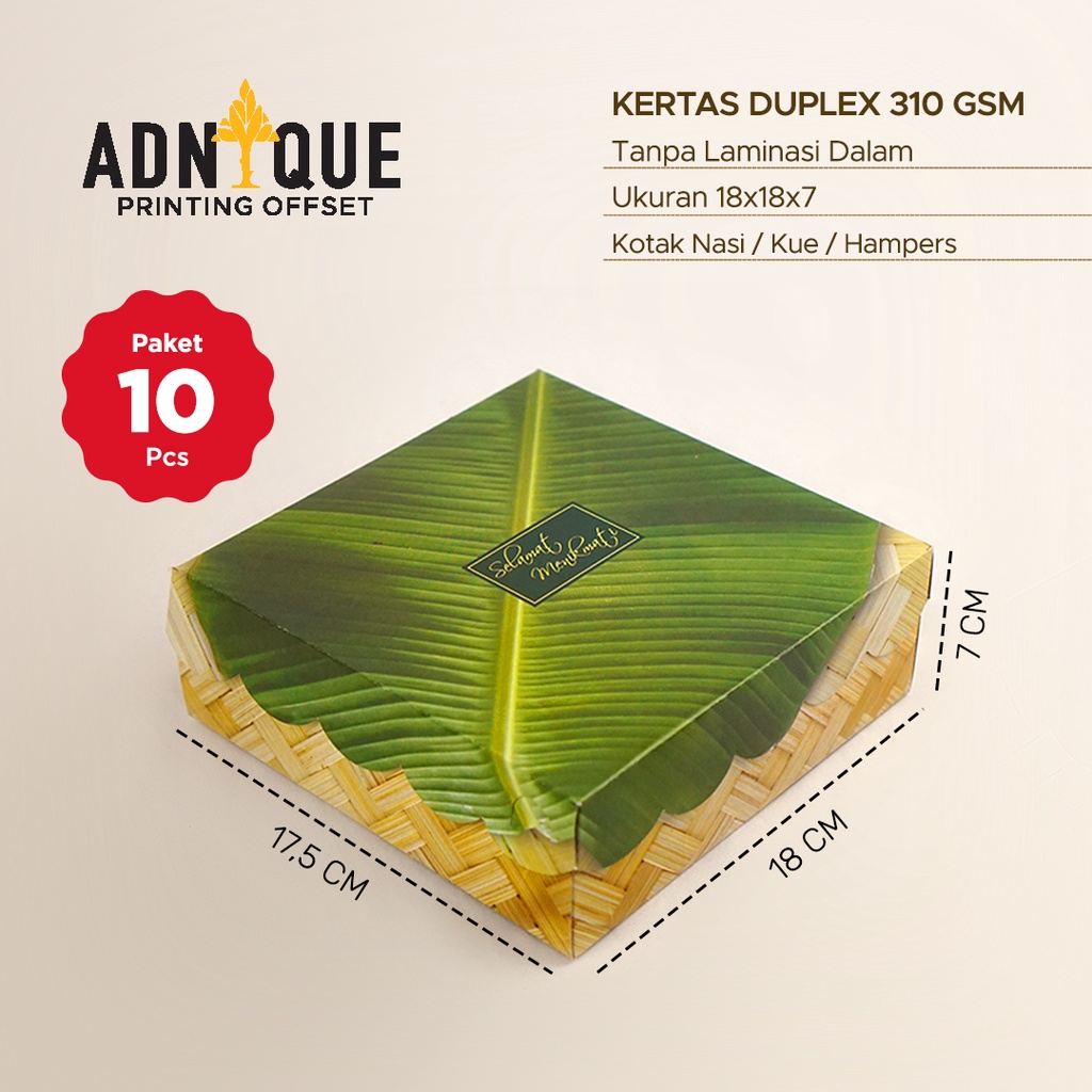 

Paket 50 Pcs Kotak Nasi Motif Daun Ukuran jadi P18 L17,5 T6,5 cm
