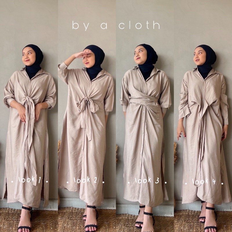 Chacha dress lilit linen - midi dress - linen tunik - gaun pesta - gamis kondangan - shirt dress - dress wanita - by a cloth