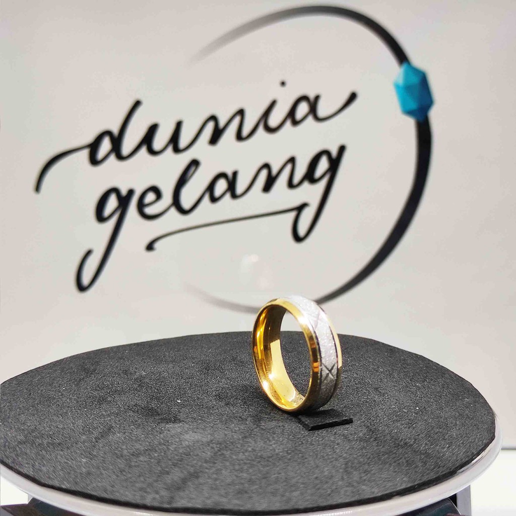 [COD] Cincin Titanium Pasir Silver List Kuning / Cincin Pria Wanita Anak Couple Tunangan Nikah