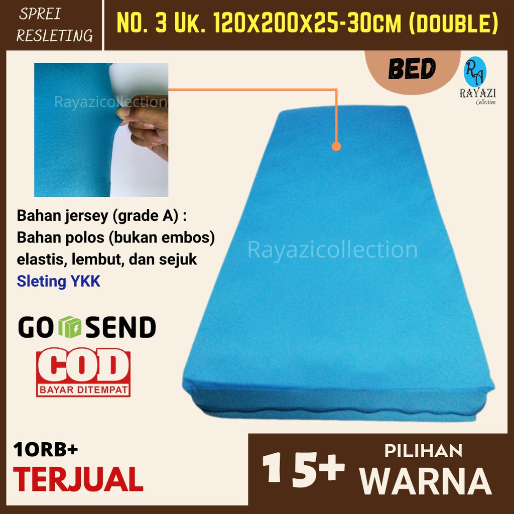 Sprei Resleting & Sarung Kasur  ANTI LEPAS / ANTI GESER Ukuran 120x200x25-30 - Polos SPRINGBED (Nomo