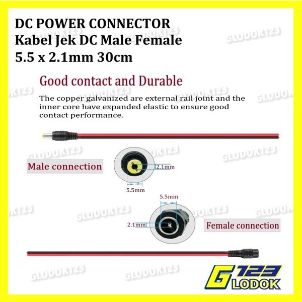 Kabel Jack Jek DC 12V Power Supply Male Female Konektor Adaptor CCTV