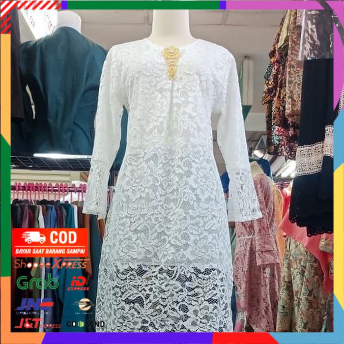 ✨ BISA COD ✨ ATASAN KEBAYA BROKAT PUTIH - Tunik Brokat - Kebaya Terbaru