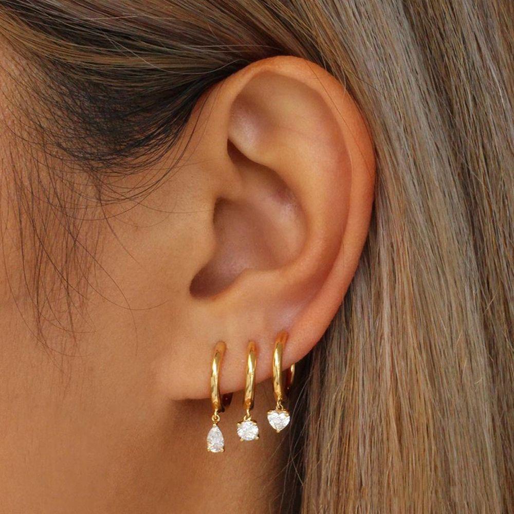 Needway Hoop Earrings Untuk Wanita Fashion Zirkon Kubik Tulang Rawan Helix Hadiah Pernikahan Perhiasan Halus Tragus Menjuntai Anting Tindik Telinga Perhiasan