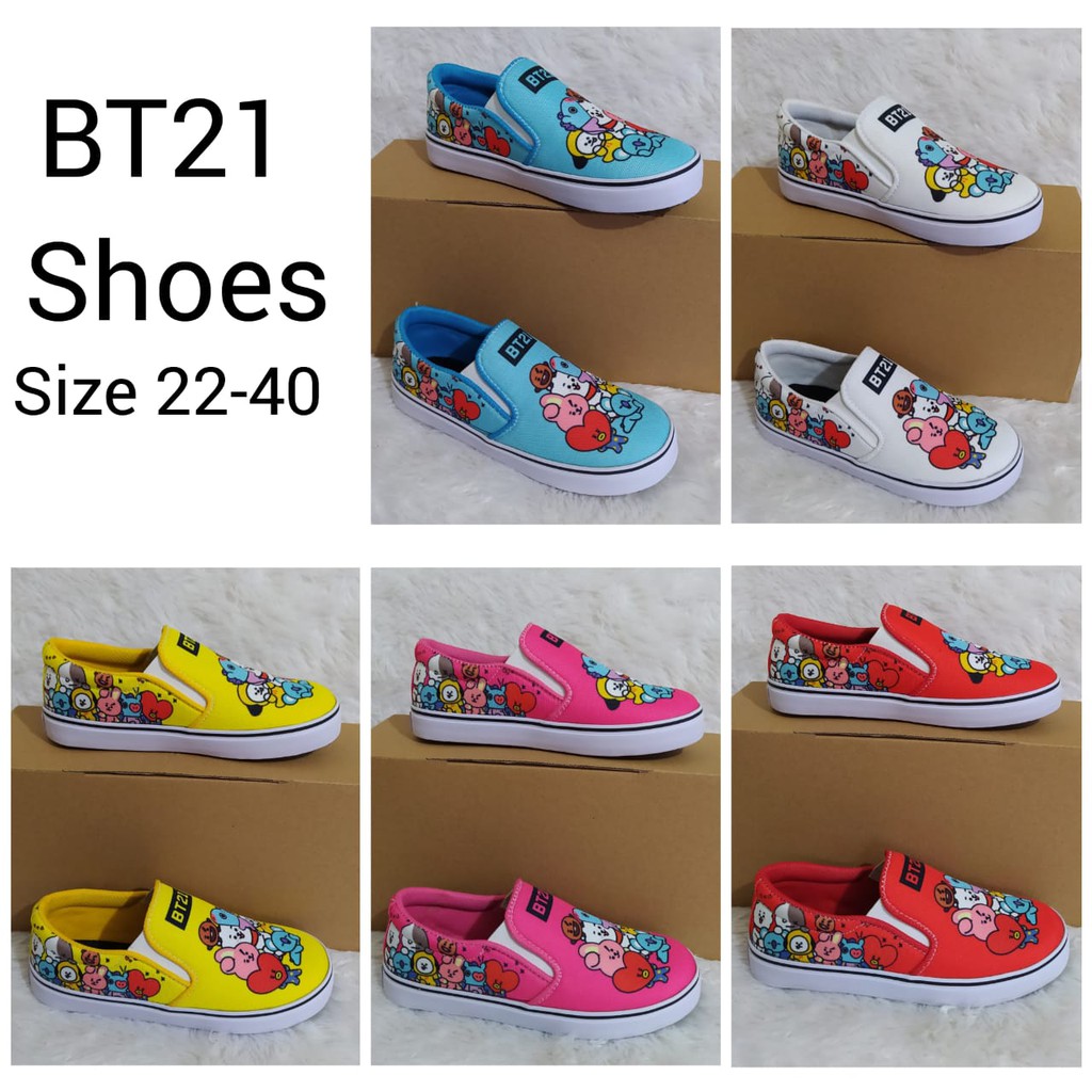 (TERBARU)FREE MASKER SEPATU ANAK BTS BT 21 | SEPATU ANAK UNISEX | SEPATU SLIP ON | SEPATU BTS BT21