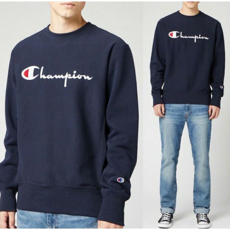 CREWNECK CHAMPION SWEATSHIRT BASIC SWEATER SABLON PRIA WANITA