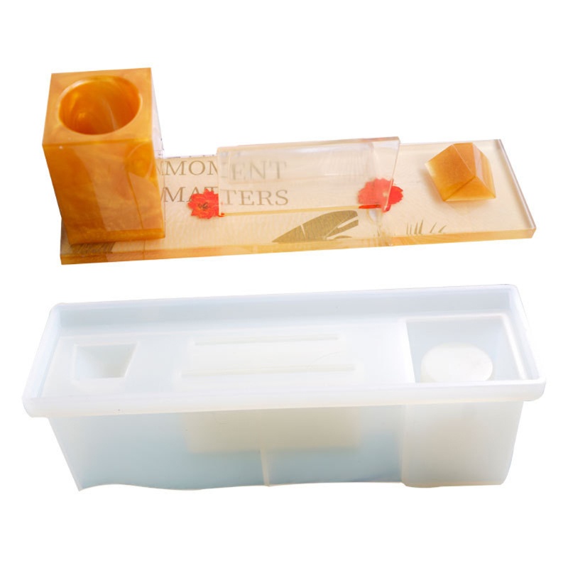 SIY  3 in 1 Multifunctional Pen Holder Photo Frame Resin Molds Picture Frame Pen Pencil Cup Holder Home Office Ornaments Mold