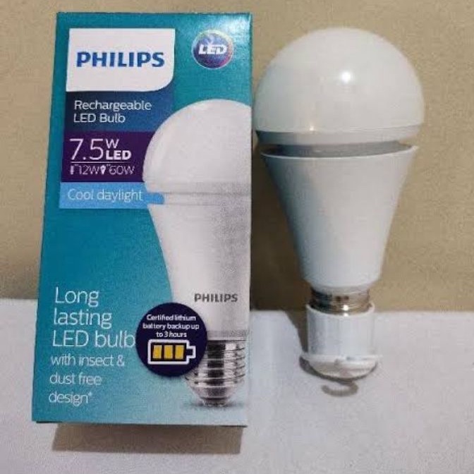 PHILIPS Lampu LED Bulb Emergency Rechargeable 7,5w