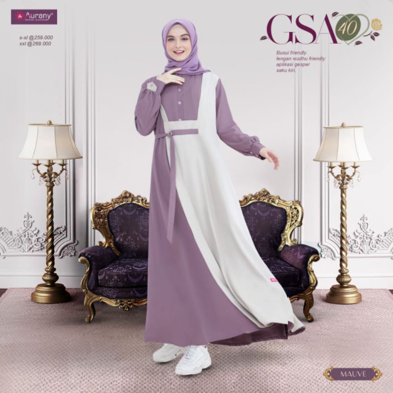 Gamis Wanita Syari/Gamis wanita terbaru/Gamis Wanita murah/Gamis Aurany  GSA 40 Mauve