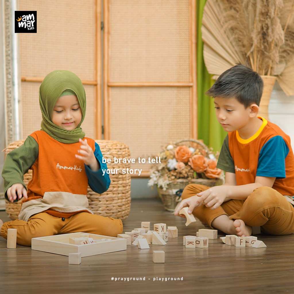 Baju Couple Anak Laki Laki Dan Perempuan Ammar Kids 3 - 12 Tahun Cowok Cewek Baju Harian Anak Perempuan Laki Laki Couple Bumi Series