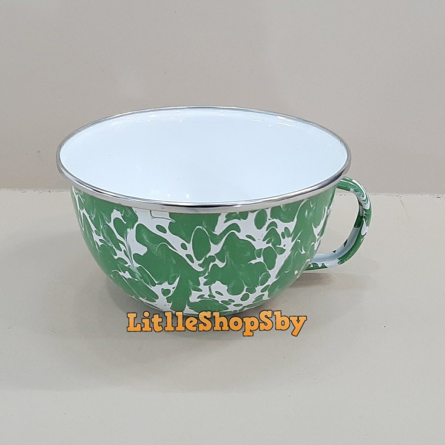 Soup Mug Enamel 14cm Motif Hijau blirik