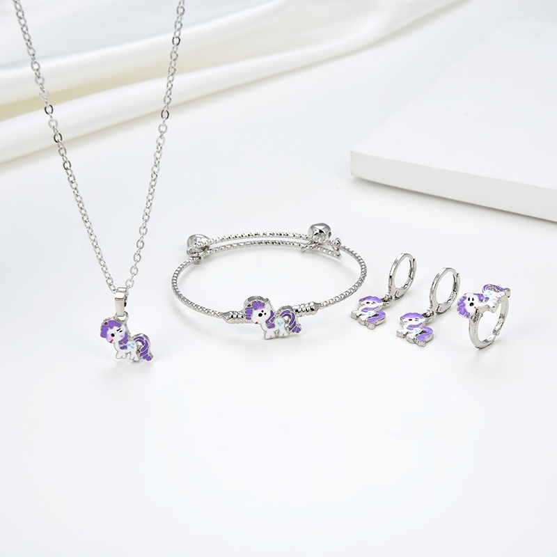 Agate 61S Set Perhiasan Titanium Anak Wanita Anti Lapis Emas Karat Isi Love Silver Dan Tidak Luntur 