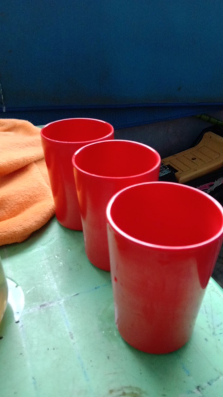 3 Pcs Gelas Melamin Unika M250 - Merah