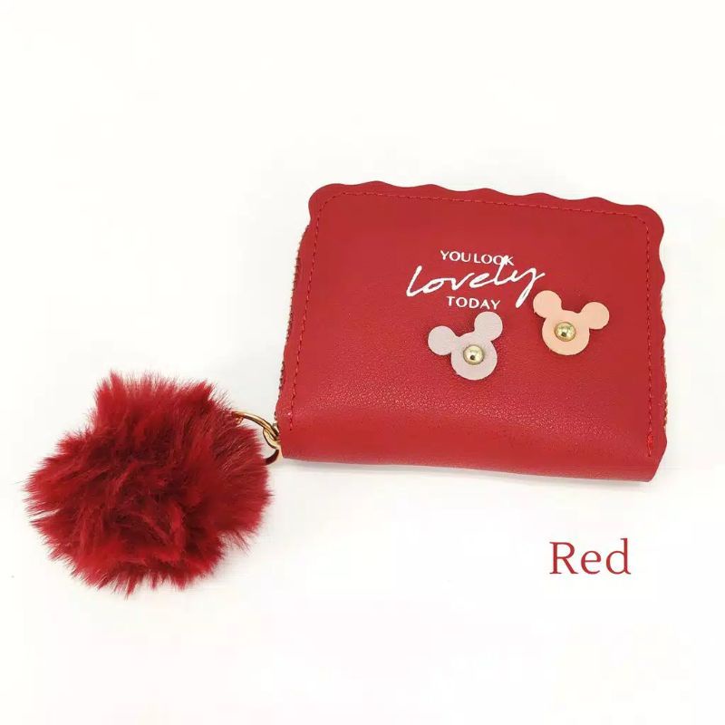 ( GS ) DOMPET WANITA / DOMPET MINI LOVELY RESTLETING FREE POMPOM