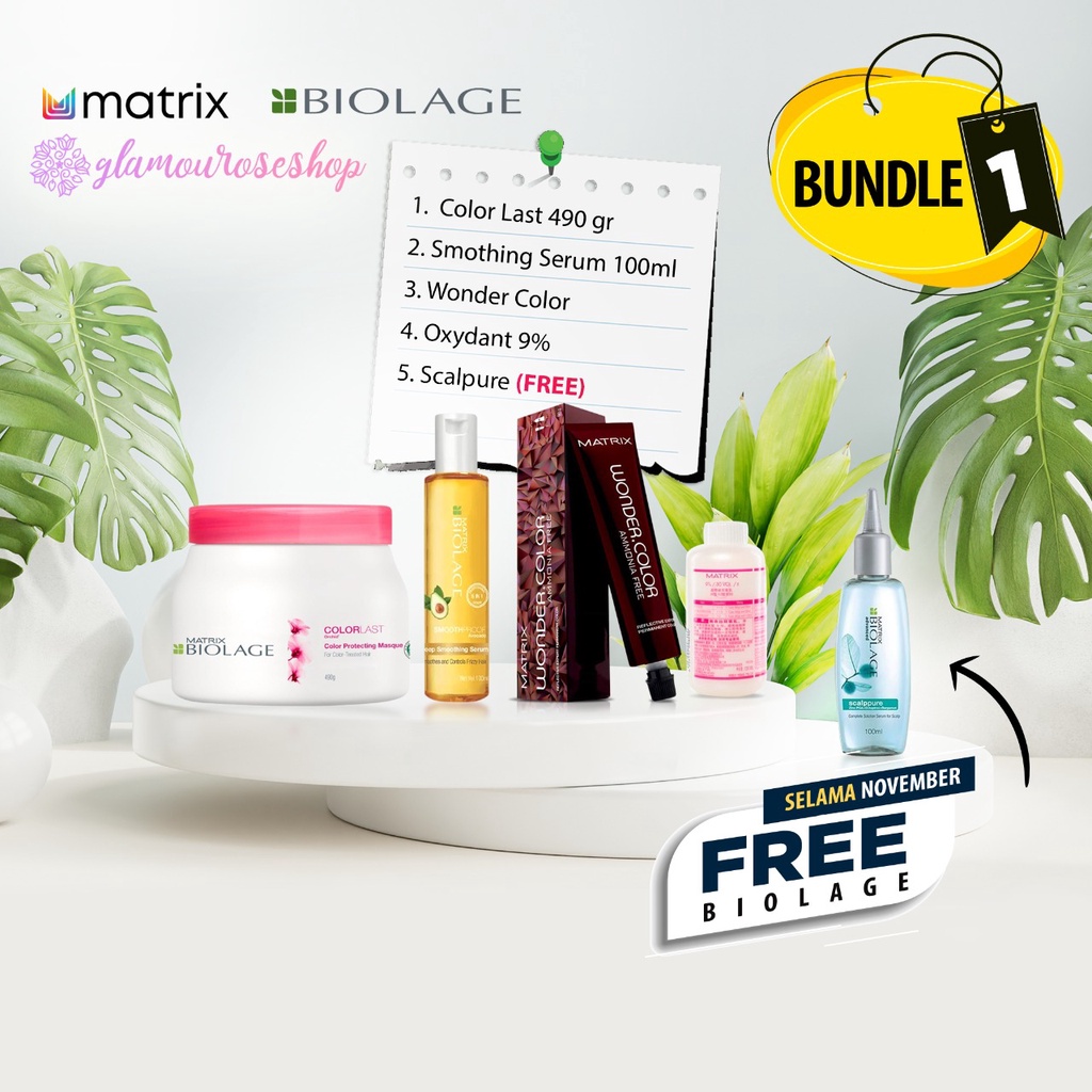 Matrix - Biolage Bundle 1 - Colorlast Hair Mask 490gr + Smoothing Serum 100ml + Wondercolor 100ml + Oxydant 135ml