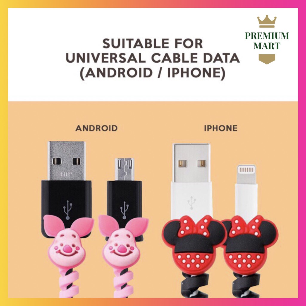 Cable Saver Spiral/ Twist Cable Protector/ Pelindung Ujung Kabel Android Apple - DISNEY