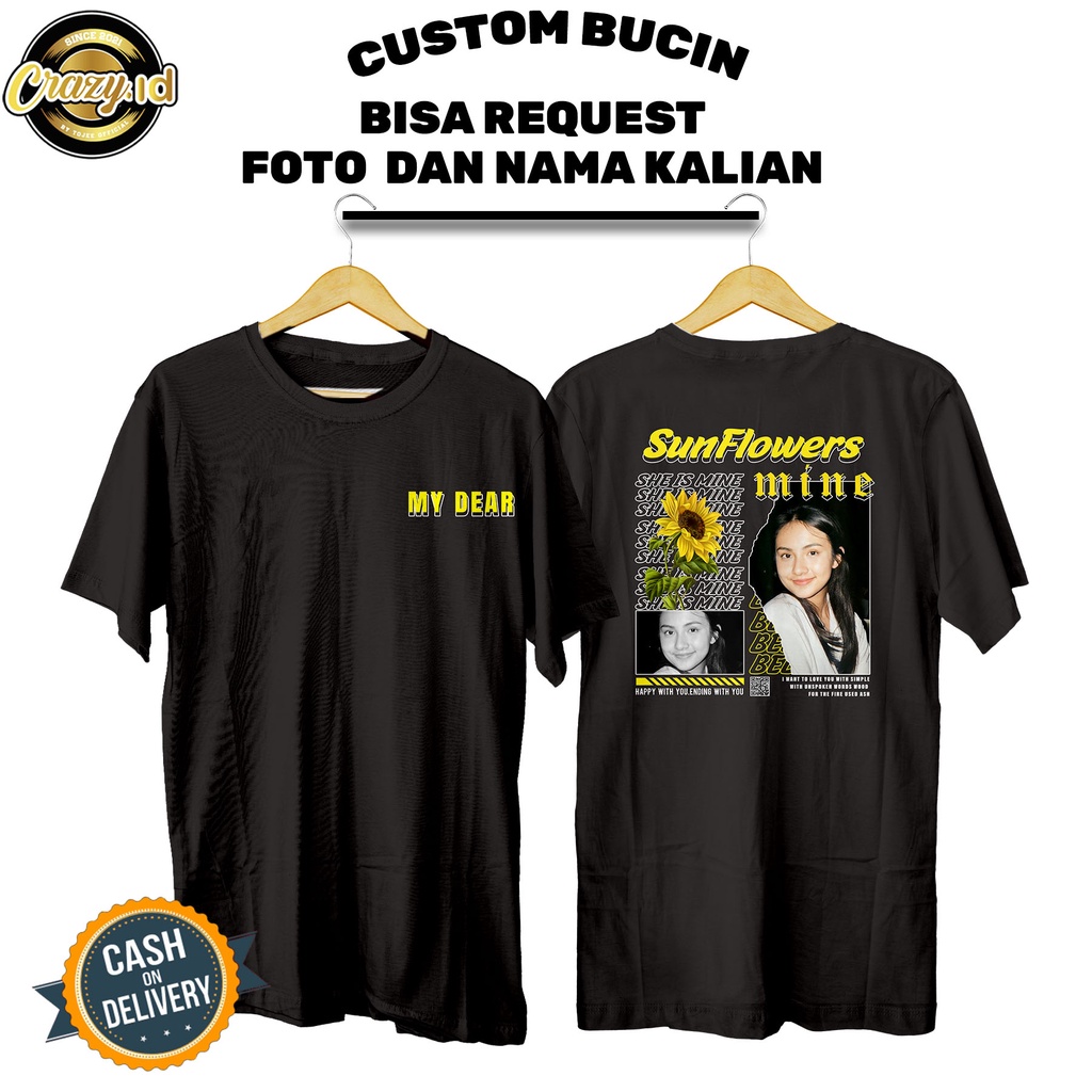 Kaos Baju BISA CUSTOM FOTO GAMBAR SENDIRI PACAR KALIAN Kaos Distro Bucin MINE Aesthetic Streetwear A