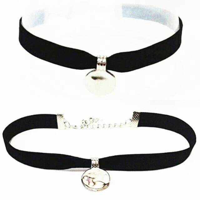 Abstract Silver Coin Luxury Velvet Choker Necklace | Kalung Handmade Premium Collection