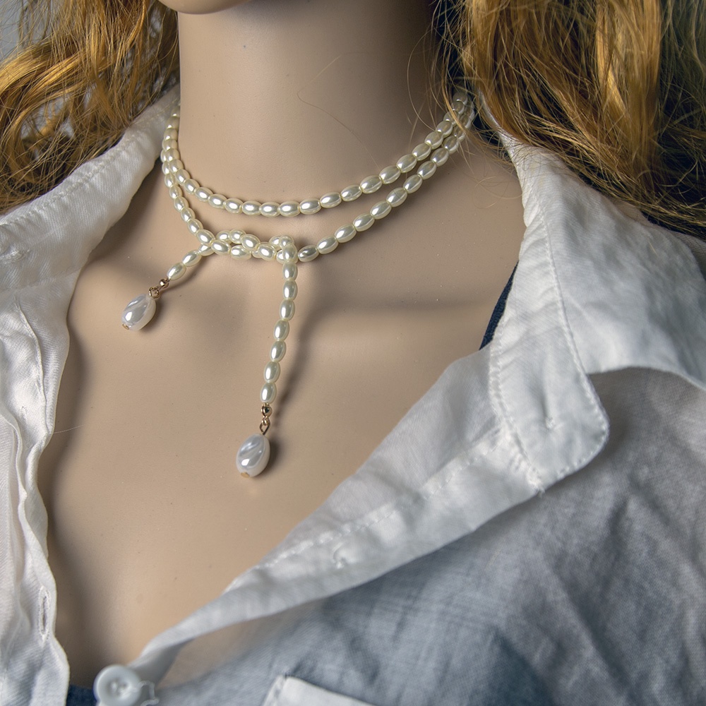 Kalung Rantai Panjang Dengan Liontin Manik-Manik Mutiara Mewah Untuk Wanita