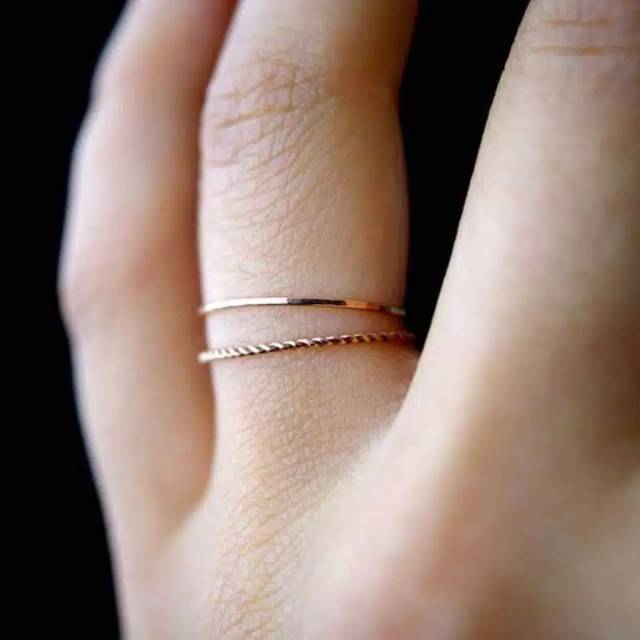 E_M_I# 2PCS 2 GRAM CINCIN SIMPLE EMAS MURNI ASLI 24K KADAR 880%