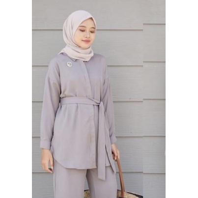 Ria Ricis Setelan Celana Kulot Wanita Remaja OOTD One Set Daily Kekinian 2022 Stelan Harian Kulot Pe