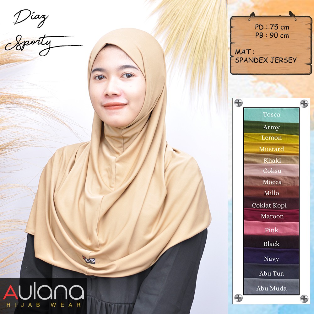 Hijab Jilbab Kerudung Instan Olahraga DIAZ SPORTY Inner Sehari-hari Non Ped Grosir Murah Ori Aulana-2