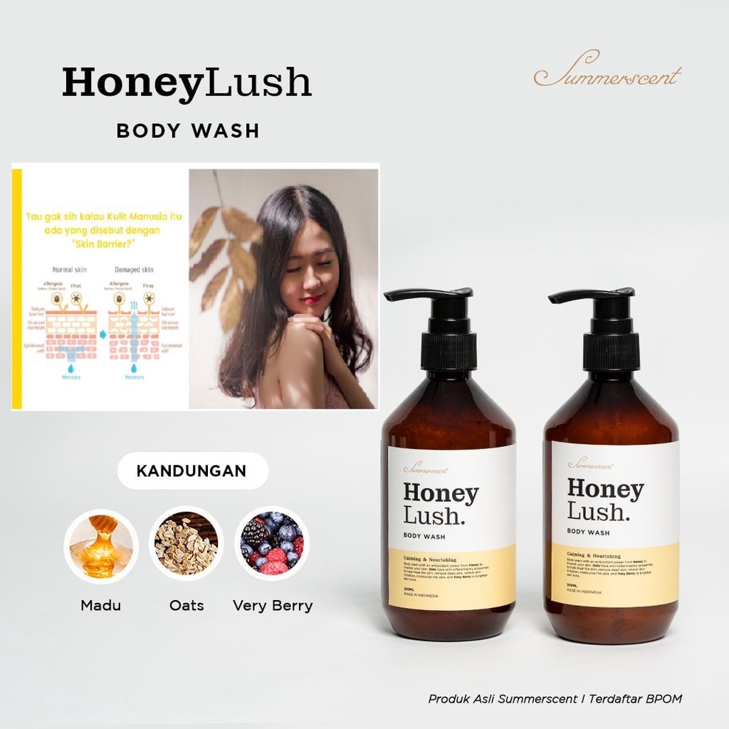 Summerscent Honeylush Honey Lush Body Wash Sabun Mandi Cair 300 ML BPOM