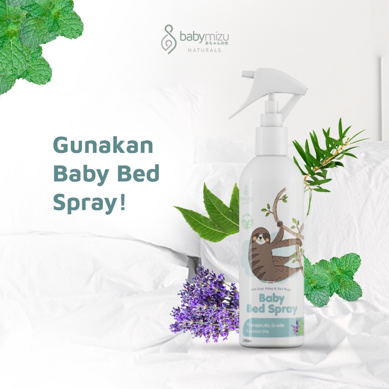 BABYMIZU Baby Bed Spray - Natural Spray Kasur Bayi Anti Tungau, Kutu Kasur, Kutu Busuk, Semut, Anti Bacterial &amp; Anti Virus