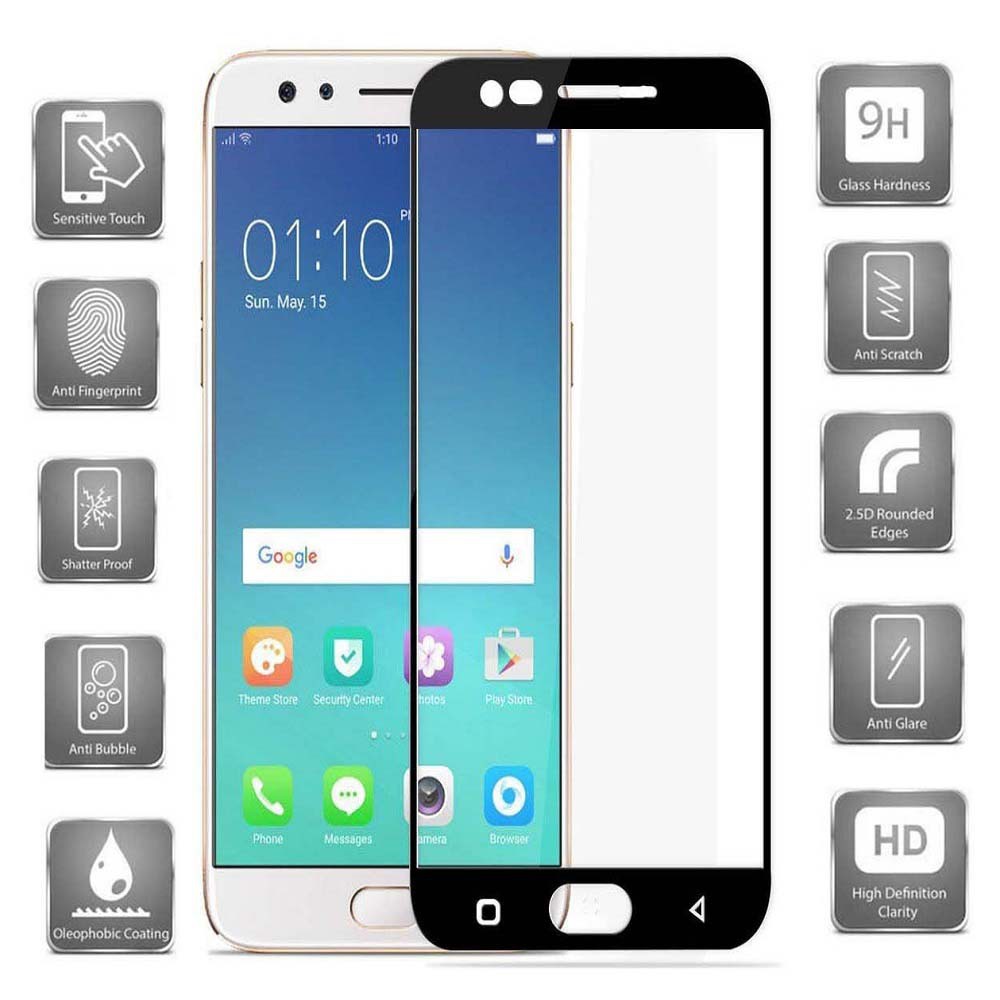 Tempered Glass Oppo F3 Full Colour Bagian Depan / Anti Gores Kaca / Screen Protector